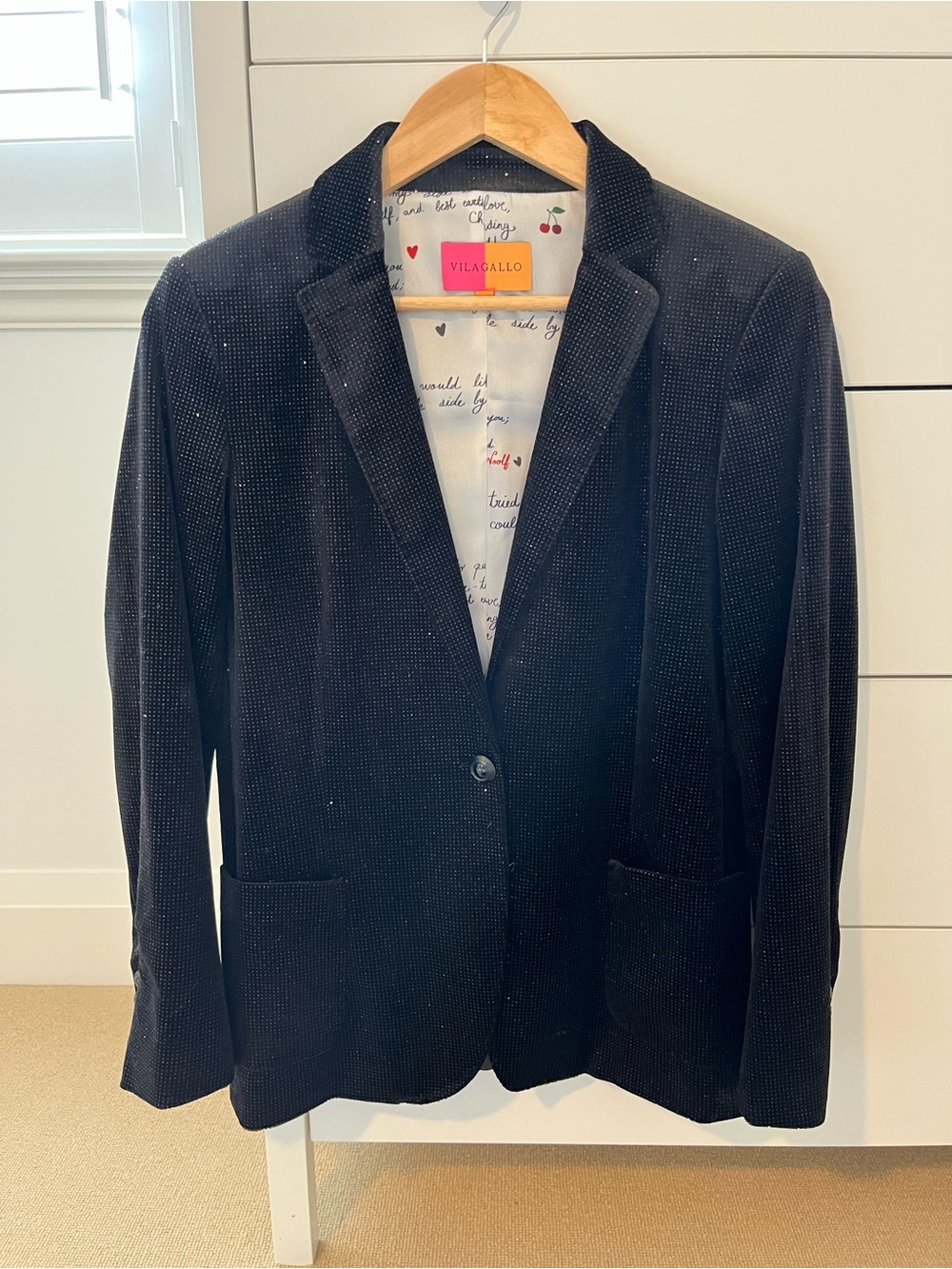 Vilagallo velvet blazer with sparkle detail